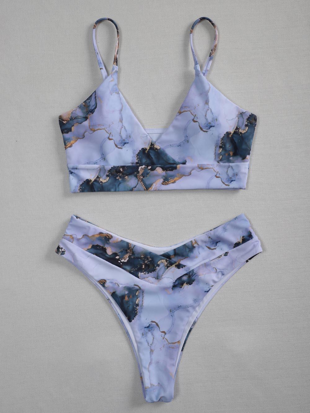 New Print Sport Bandeau Push up Bikinis - Sexy Marble Women Swimsuit High Waist Swimwear Women bathing suit Beach wear (TB8D)(1U26)(F26) - Deals DejaVu