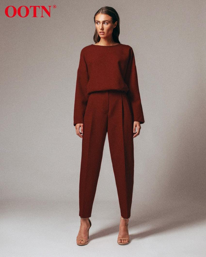 Great Brown Pencil Pants Female Autumn Winter Elegant Ladies Plain Casual Black Pants - Office Work Straight Women Trousers (D25)(BP)(1U25) - Deals DejaVu