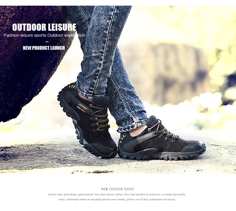 Great Casual Men Shoes Outdoor Leather Lace-up Mans Sneaker - Autumn Black Male Slip Anti-skid Walking Footwear Plus Size 38-46 (MSC3)(MCM)(1U16)(1U12)(MSC2A) - Deals DejaVu