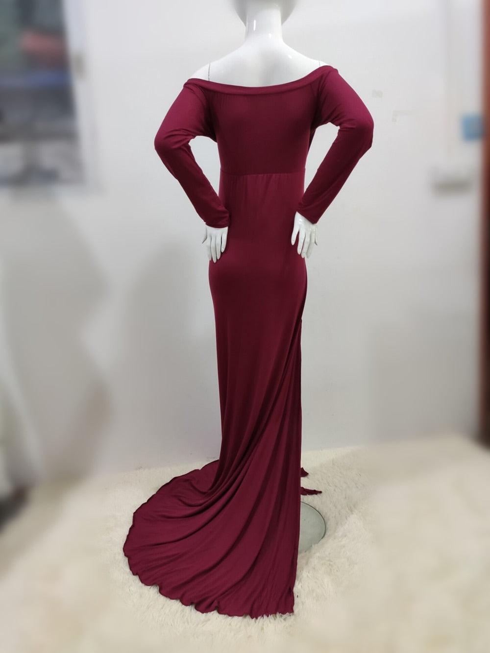Sexy Maternity Dresses - For Photo Shoot Maxi Gown Split Side Women Pregnant Photography Props (1U5)(Z6)(Z8)(1Z1)(2Z1)(3Z1)(4Z1)(7Z1)