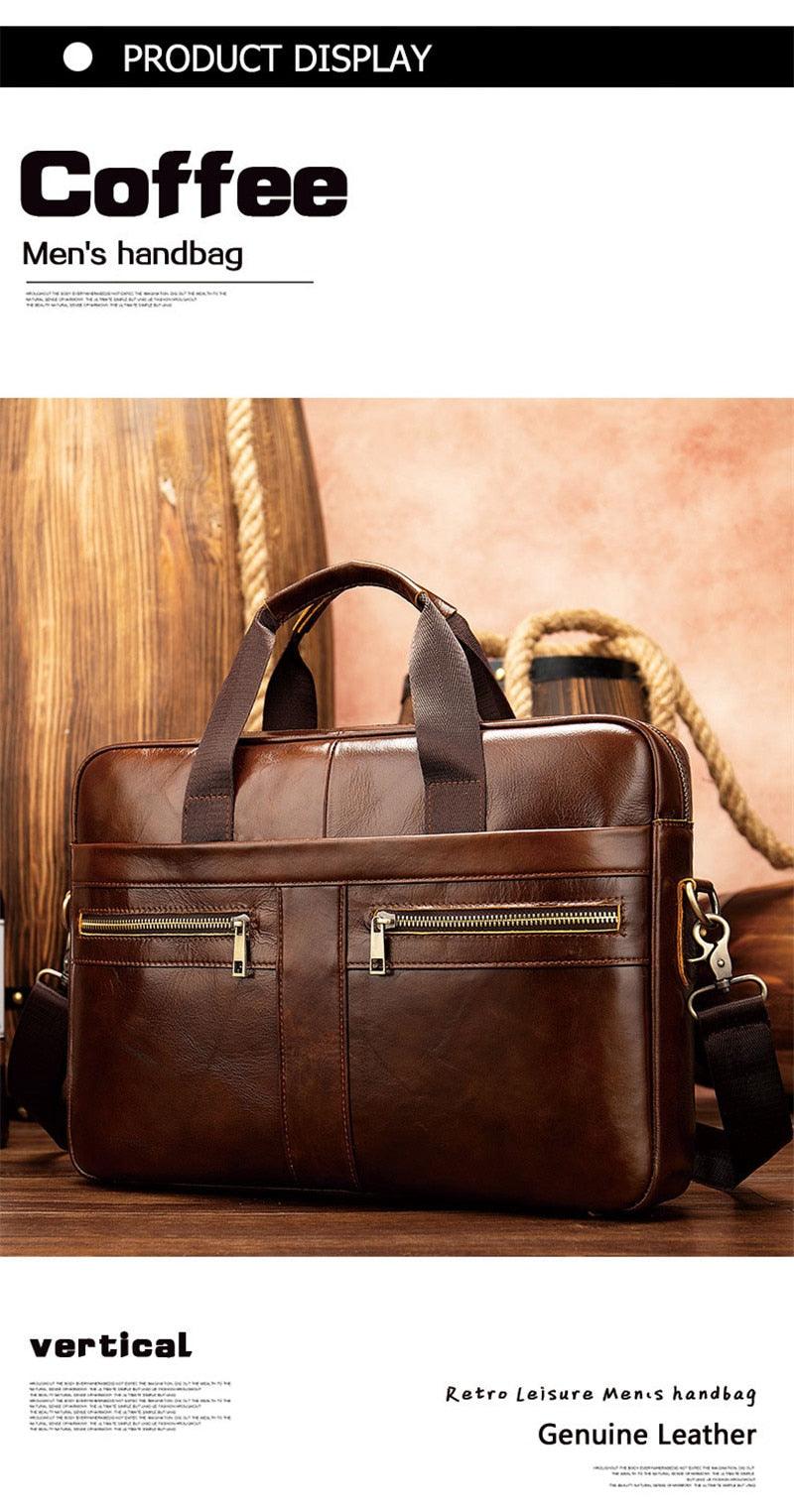 New Vintage Leather Men Bag - Genuine Leather Messenger Bag - Men Shoulder Bags Male Laptop Briefcase Bag Casual Men Handbag (3MA1)(LT4)(1U78) - Deals DejaVu