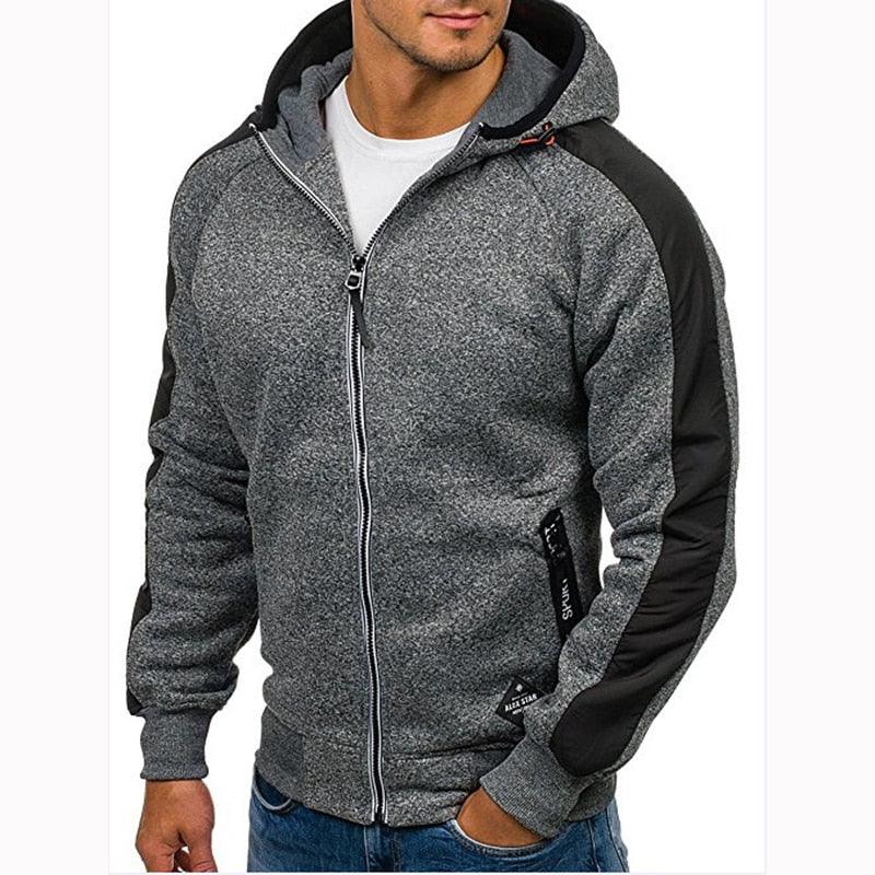 Men Sports Casual Wear Zipper - Fashion Tide Jacquard Hoodie - Fleece Jacket Fall Sweatshirts Spring Autumn Coat (TM5)(CC1)(1U100)