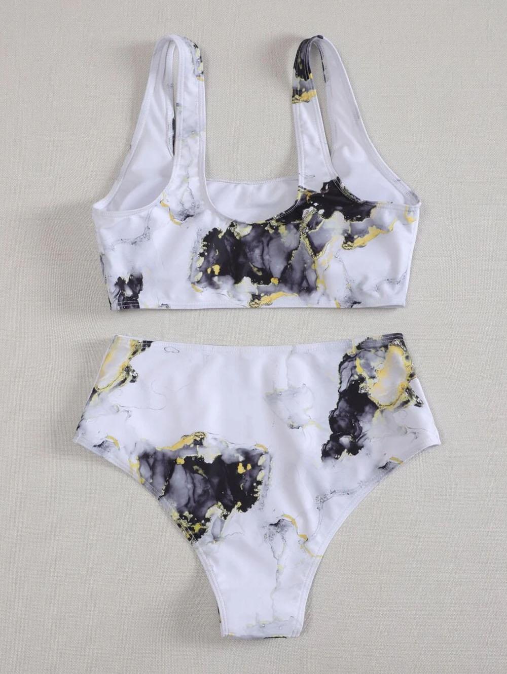New Print Sport Bandeau Push up Bikinis - Sexy Marble Women Swimsuit High Waist Swimwear Women bathing suit Beach wear (TB8D)(1U26)(F26) - Deals DejaVu