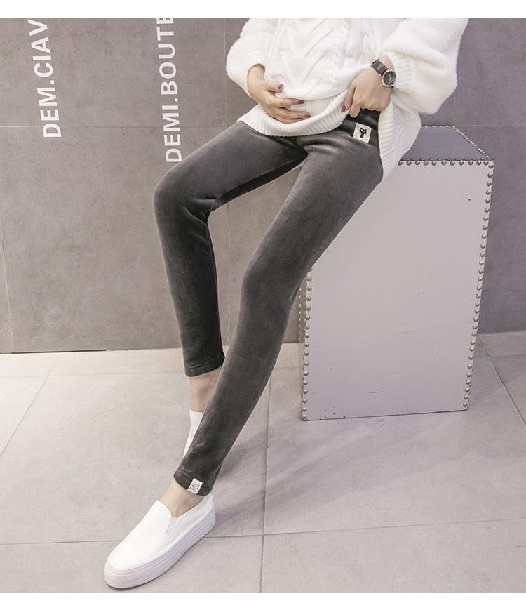 New Velvet Maternity Leggings Pants For Pregnant Women - Warm Winter Maternity Clothes -Thickening Pregnancy Trousers Clothing (2Z7)(7Z2)(1U4)