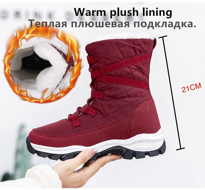 Winter Women Boots Platform Warm Mid-Calf Snow Boots - Ladies Lace-up Comfortable Quality Waterproof (BB2)(CD)(WO4)(BB5)(F38)(3U38) - Deals DejaVu