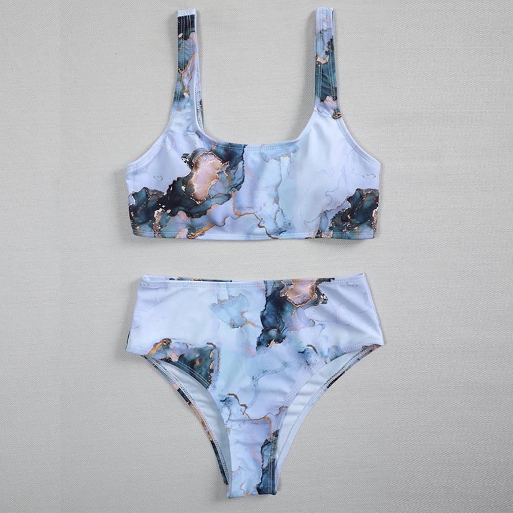 New Print Sport Bandeau Push up Bikinis - Sexy Marble Women Swimsuit High Waist Swimwear Women bathing suit Beach wear (TB8D)(1U26)(F26) - Deals DejaVu