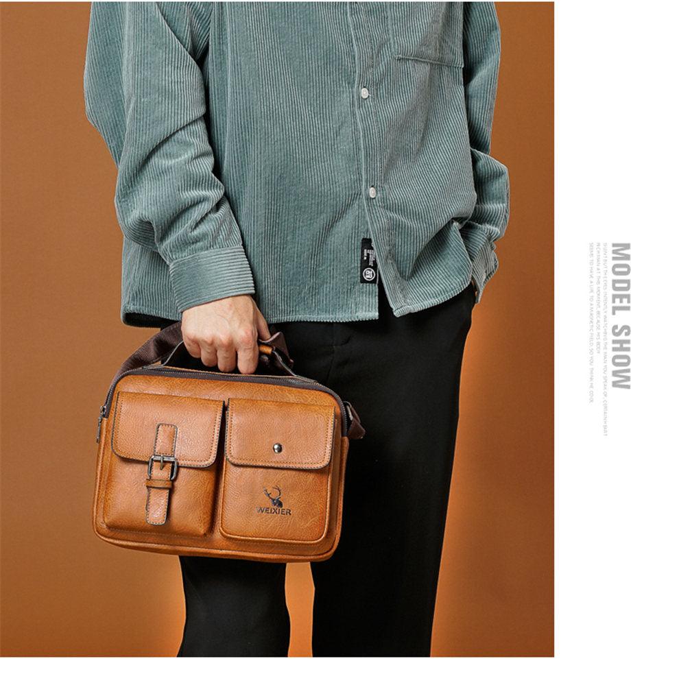 Men Briefcase Casual bag - Men Genuine Leather Shoulder Bag - Men's Messenger Bags - Crossbody Handbag (3MA1)(LT4)(1U78) - Deals DejaVu