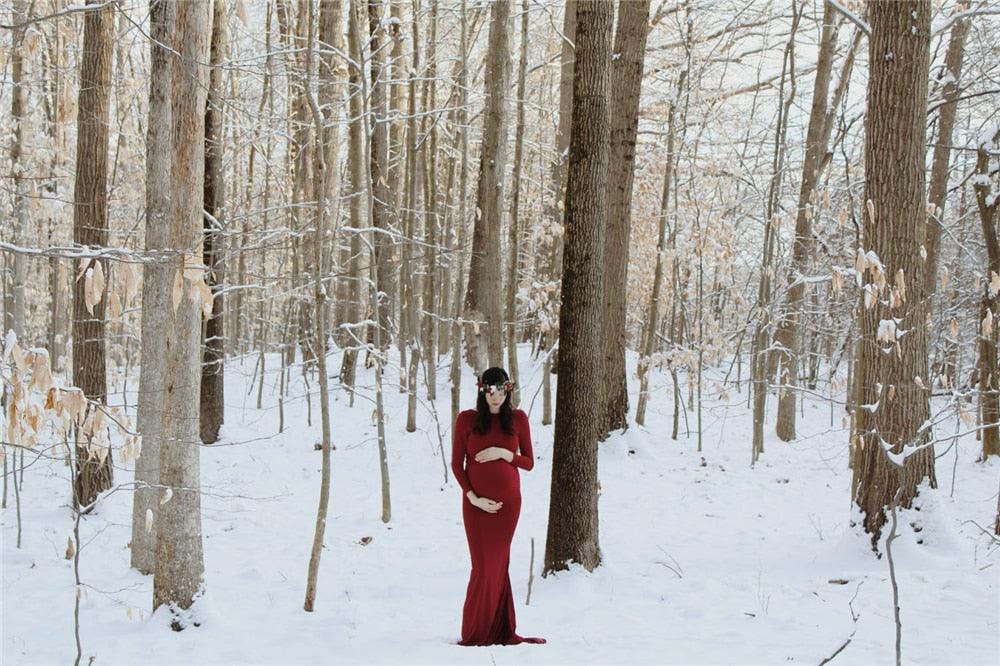 Sexy Maternity Dresses - Photography Props Long Sleeve Pregnant Women Pregnancy Dress Solid Maxi (1U5)(Z6)(Z8)(1Z1)(2Z1)(3Z1)(4Z1)(7Z1)