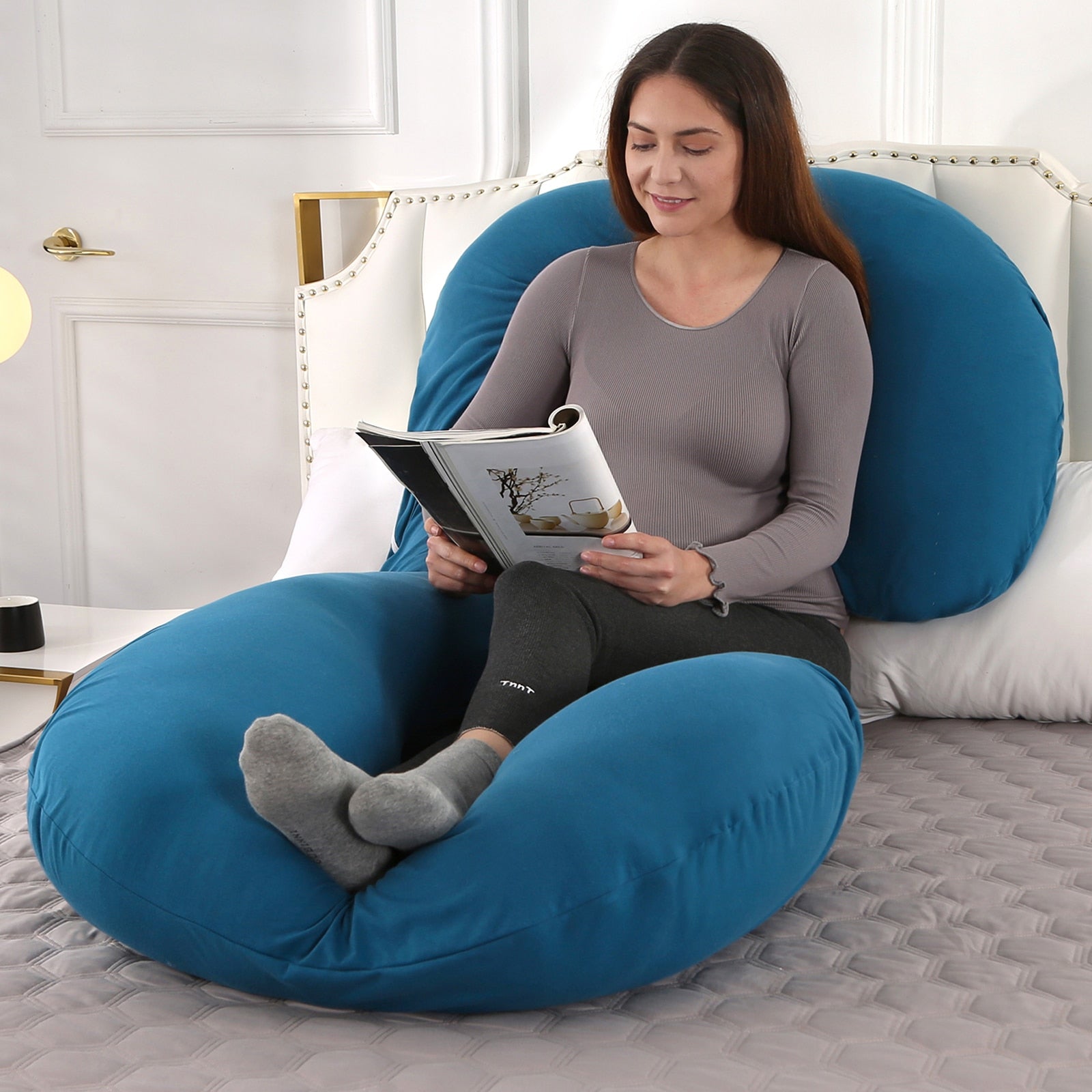 Superior Quality Pregnancy Pillow - Large Size Sleeping - Support Pillow For Pregnant Women - Nice J Shape Maternity Pillows (8Z2)(9Z2)(1Z3)(1U7) - Deals DejaVu