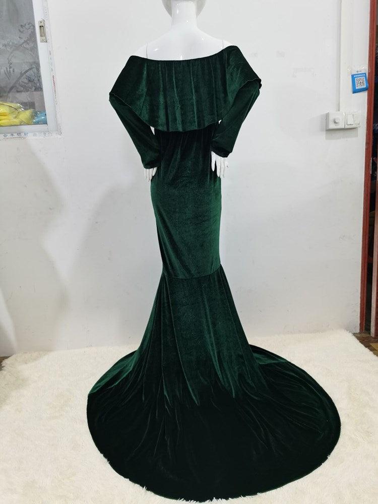 Maternity Winter Dresses Baby Showers Long Sleeve Pregnant Women Gold Velvet Maxi Gown Sexy Pregnancy Photo Shoot Props Clothes (Z6)(1Z1)(2Z1)(3Z1)(7Z1) - Deals DejaVu