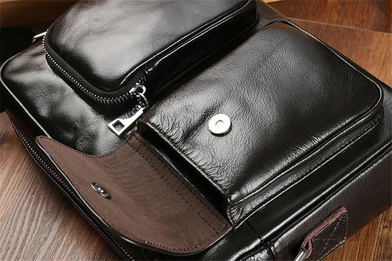 Amazing Vintage Men Genuine Leather Shoulder Bag - Mens Messenger Bags - Male Crossbody Handbag Tote Bags Business Casual Bags For Men (3MA1)(LT4)(1U78) - Deals DejaVu
