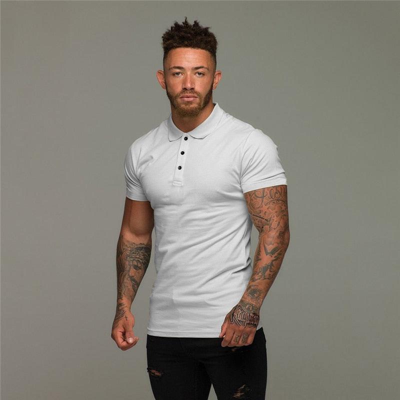 Great Muscle guys - Man Fashion Polo Shirt - Casual Fashion Plain Color Short Sleeve High Quality Slim Polo Shirt TM8)(1U8)(TM7)(1U101)(1U100