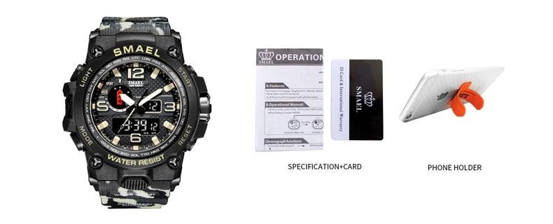 Great Watches For Men - 50M Waterproof Clock Alarm - reloj 1545D Dual Display Wristwatch Quartz Military Watch Sport (MA9)(RW)(1U84)