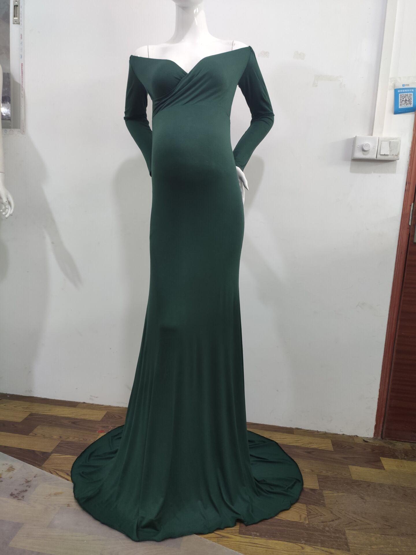 Pregnant Women Sexy Long Dresses - 100% Cotton Maternity V-Neck Maxi Gown Pregnancy Baby Shower Dress Photography Props Clothing (Z6)(1Z1)(2Z1)(3Z1)(7Z1) - Deals DejaVu