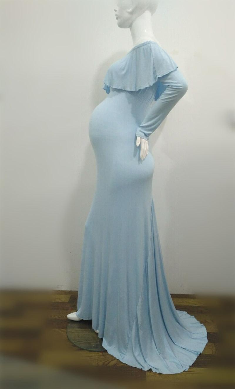 Ruffles Maternity Dresses For Photo Shoot - Long Pregnancy Dress - Photography Props Off Shoulder Maxi (1U5)(Z6)(Z8)(1Z1)(2Z1)(3Z1)(4Z1)(7Z1)