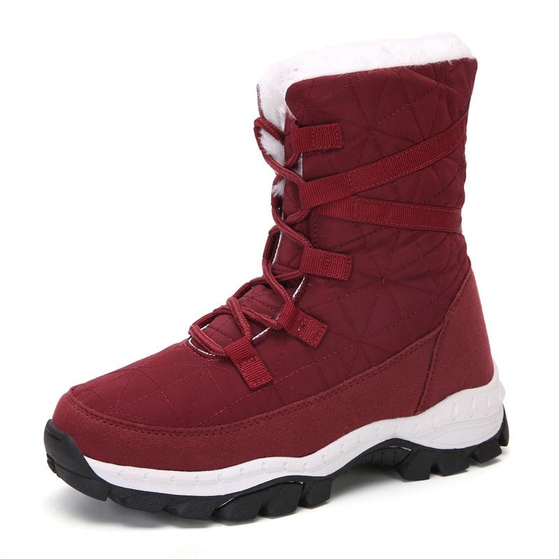 Winter Women Boots Platform Warm Mid-Calf Snow Boots - Ladies Lace-up Comfortable Quality Waterproof (BB2)(CD)(WO4)(BB5)(F38)(3U38) - Deals DejaVu