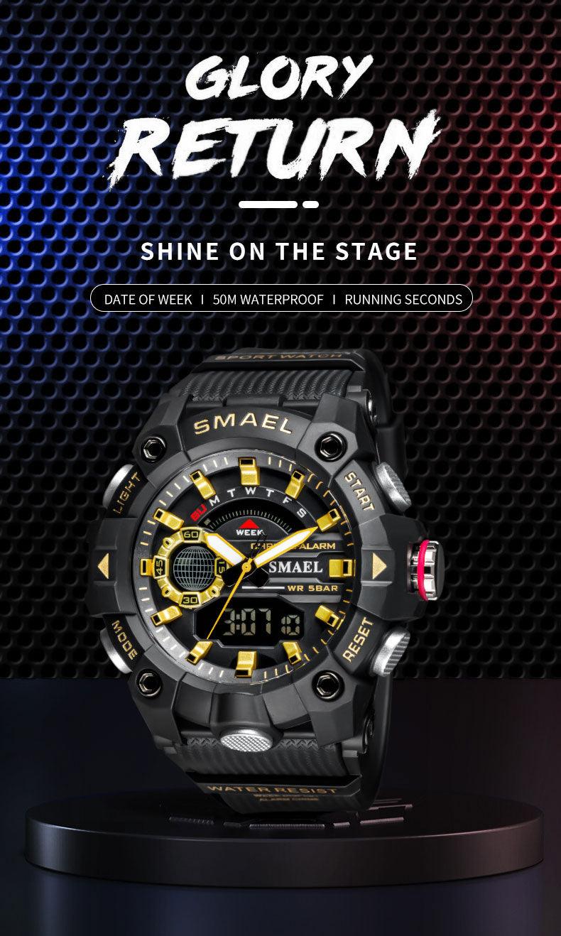 Military Watches - Men Sport Watch - New 50M Waterproof Wristwatch Stopwatch Alarm LED Light (MA9)(RW)(1U84)