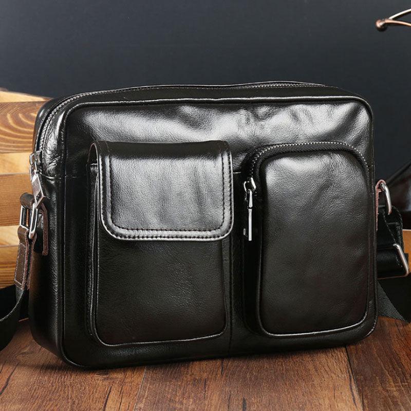 Amazing Vintage Men Genuine Leather Shoulder Bag - Mens Messenger Bags - Male Crossbody Handbag Tote Bags Business Casual Bags For Men (3MA1)(LT4)(1U78) - Deals DejaVu