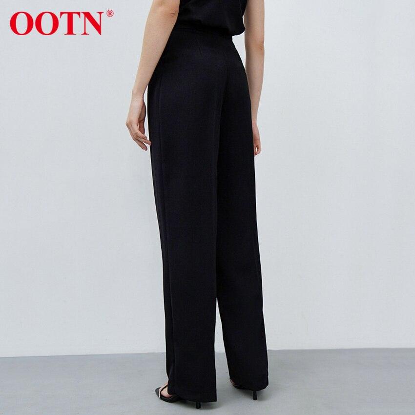 Cute Black Trouser Office Wear Wild High Waist Spring Pleated Elegant Straight Pants Plus Length -Pocket Basic Casual Women Pants (BP)(1U25) - Deals DejaVu