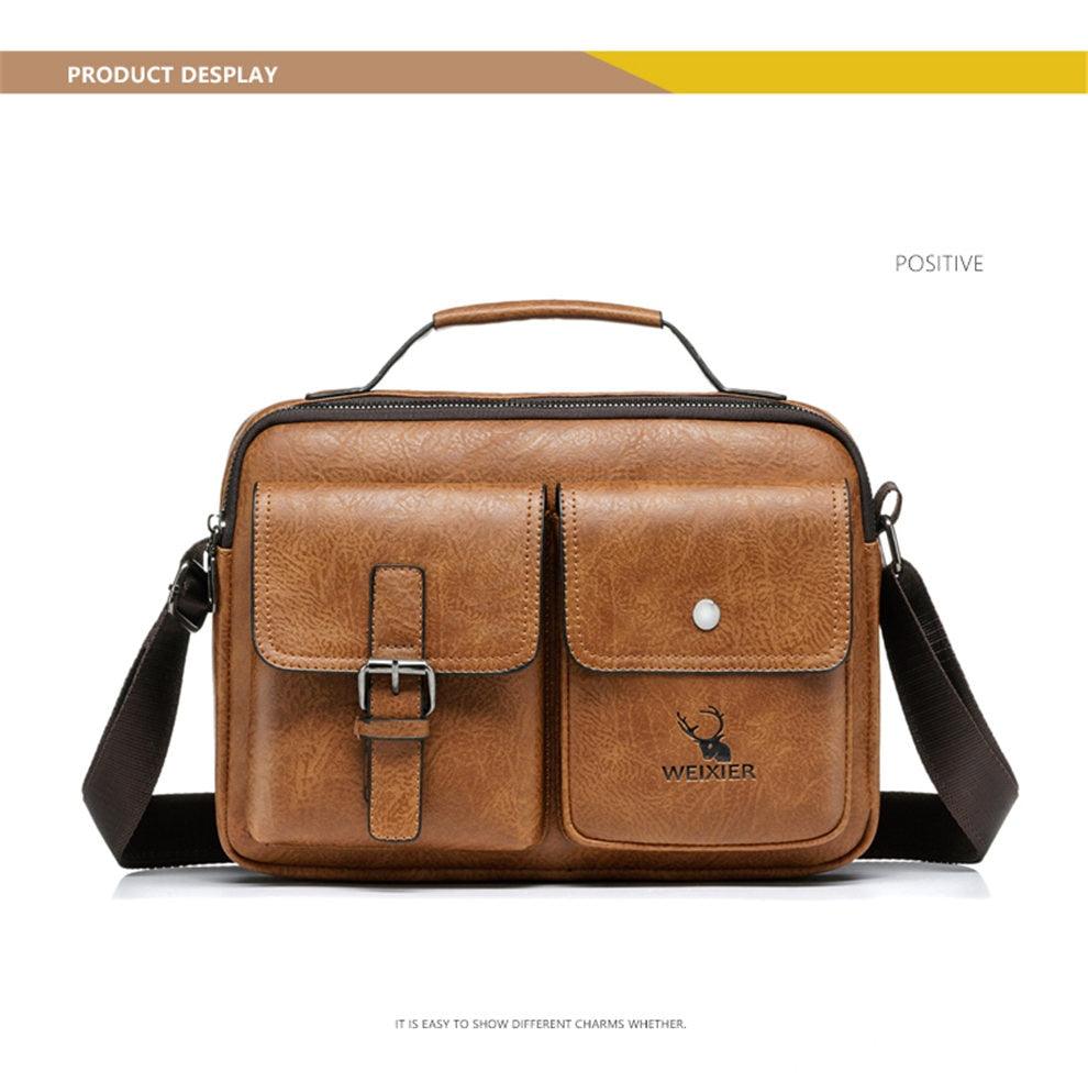 Great Men's Briefcase - Casual bag Men Small Messenger Bag - Vintage Shoulder Bags Male Flap Bags Capacity Men Handbag for male (3MA1)(LT4)(1U78) - Deals DejaVu