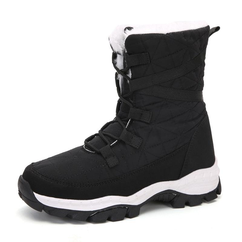 Winter Women Boots Platform Warm Mid-Calf Snow Boots - Ladies Lace-up Comfortable Quality Waterproof (BB2)(CD)(WO4)(BB5)(F38)(3U38) - Deals DejaVu