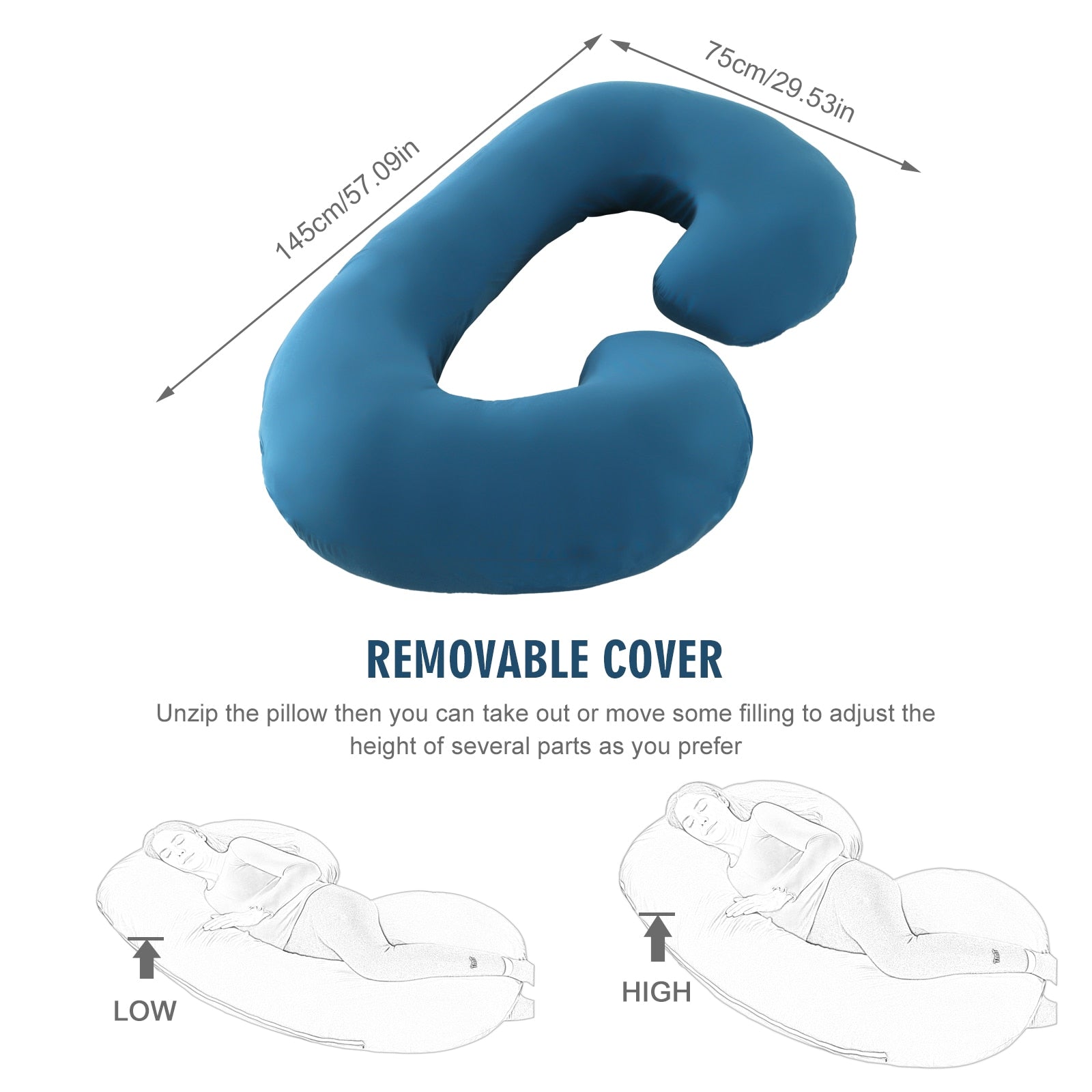 Superior Quality Pregnancy Pillow - Large Size Sleeping - Support Pillow For Pregnant Women - Nice J Shape Maternity Pillows (8Z2)(9Z2)(1Z3)(1U7) - Deals DejaVu