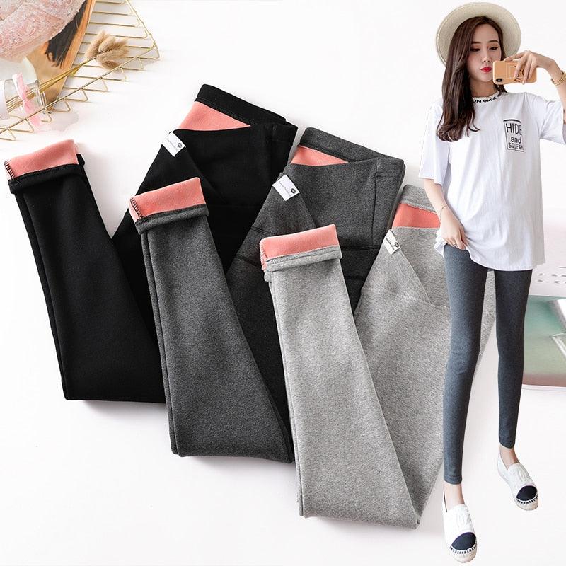 New Autumn Winter Skinny Maternity Legging - Across V Low Waist Belly Legging for Pregnant Women Cotton Pregnancy Pencil Pants (2Z7)(7Z2)(1U4)