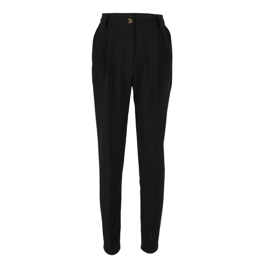 Great Brown Pencil Pants Female Autumn Winter Elegant Ladies Plain Casual Black Pants - Office Work Straight Women Trousers (D25)(BP)(1U25) - Deals DejaVu