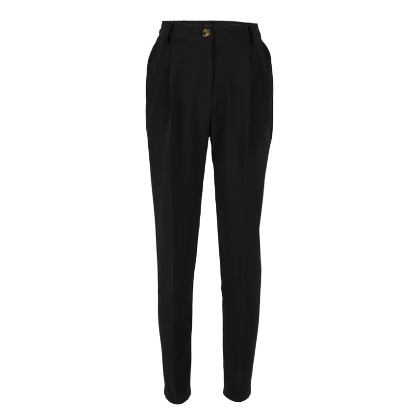 Great Brown Pencil Pants Female Autumn Winter Elegant Ladies Plain Casual Black Pants - Office Work Straight Women Trousers (D25)(BP)(1U25) - Deals DejaVu