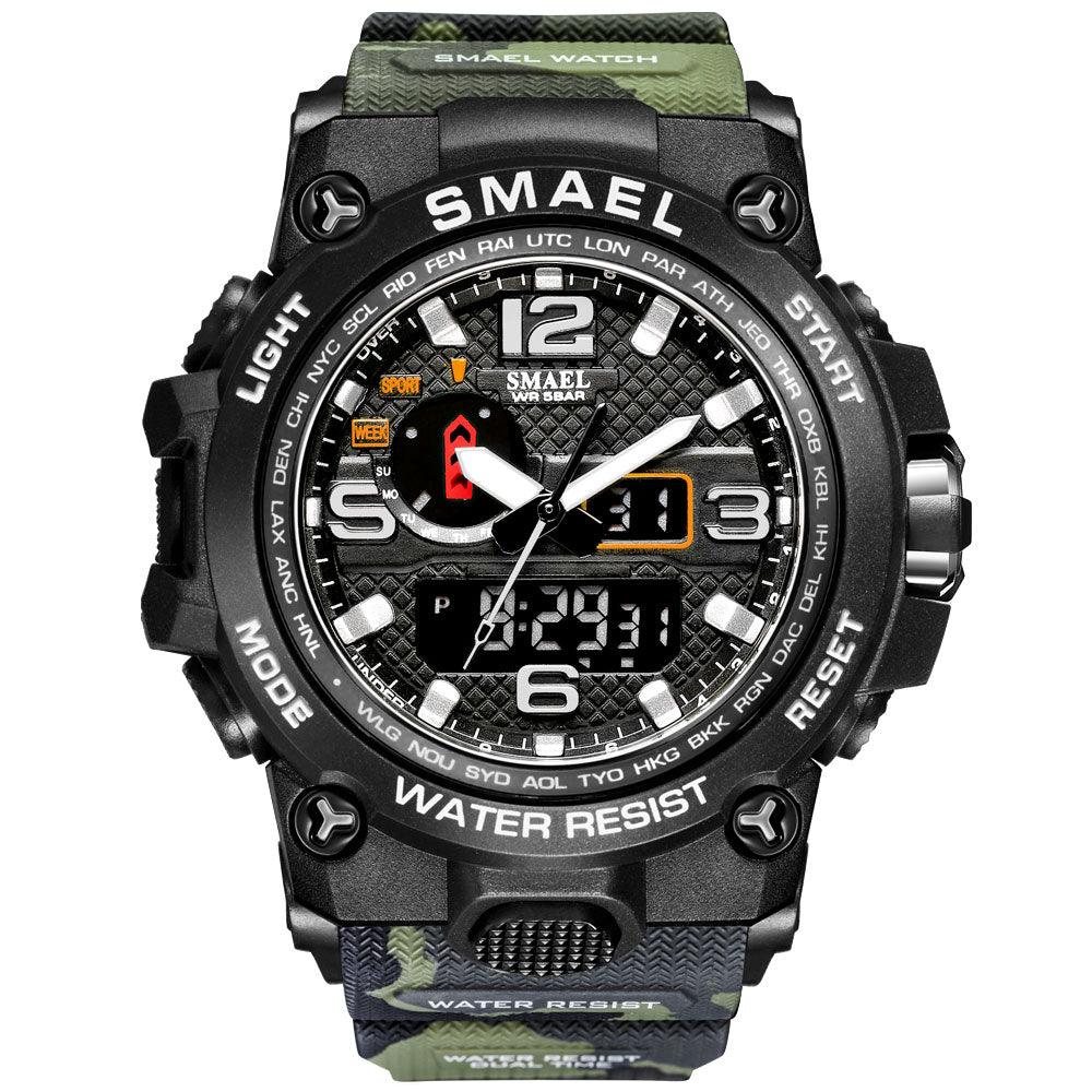 Great Watches For Men - 50M Waterproof Clock Alarm - reloj 1545D Dual Display Wristwatch Quartz Military Watch Sport (MA9)(RW)(1U84)
