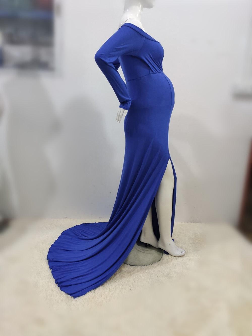 Sexy Maternity Dresses - For Photo Shoot Maxi Gown Split Side Women Pregnant Photography Props (1U5)(Z6)(Z8)(1Z1)(2Z1)(3Z1)(4Z1)(7Z1)