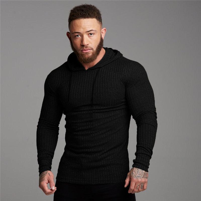 New Fashion Men's Hooded T-shirt - Slim Fit Sweaters Knittwear Mens Long Sleeve Pullovers (TM5)(CC1)(1U100)(TM7)(1U101)(1U100)