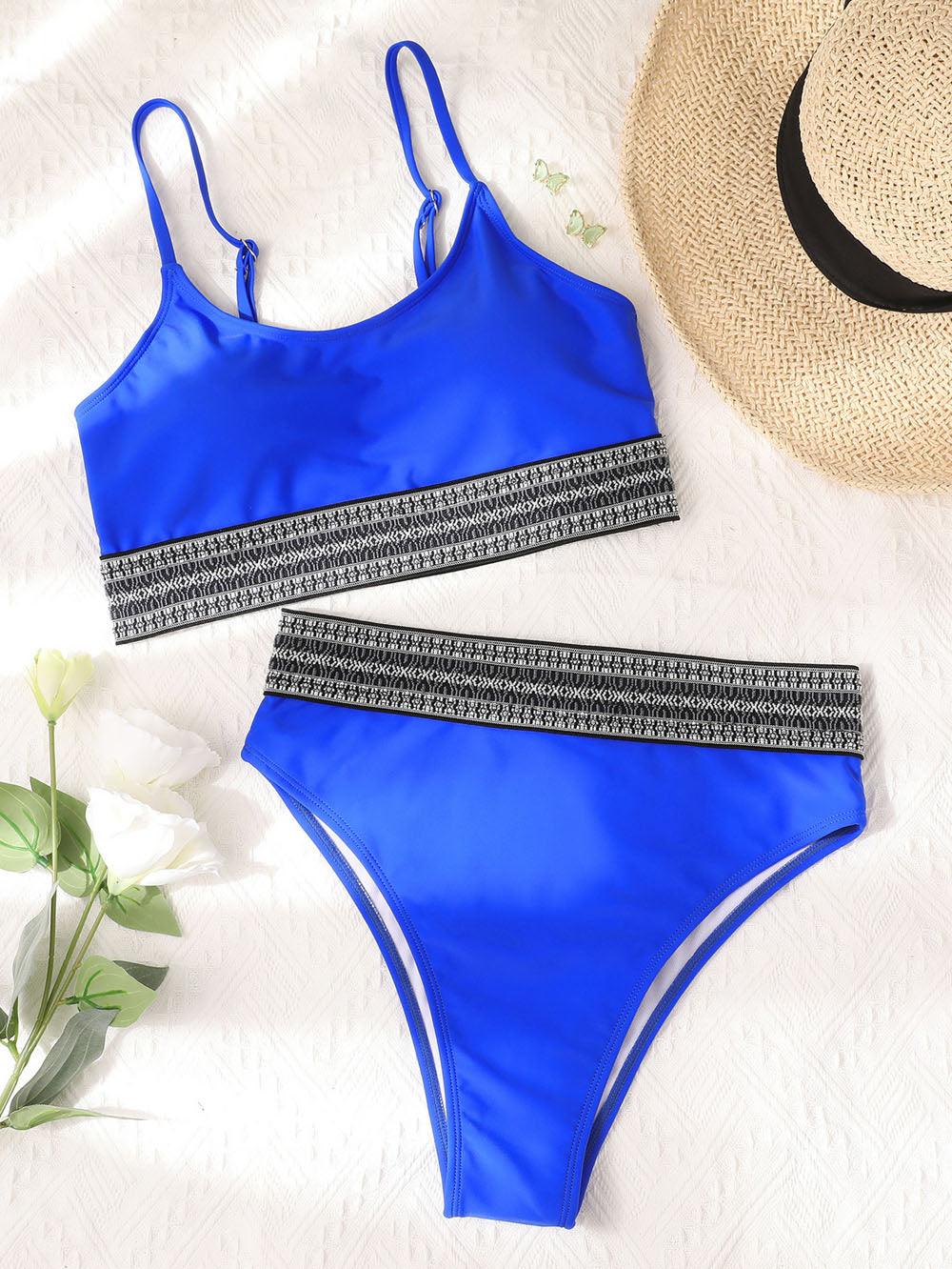 New Blue Sport Bikini set - Bandeau Push up - Swimsuit Women Swimming suit High Waist Swimwear female Sexy bathing suit (TB8D)(1U26)(F26) - Deals DejaVu
