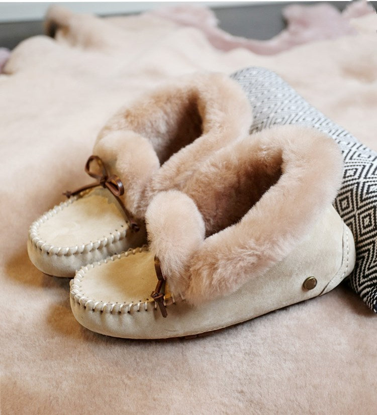 Amazing 100% Genuine Leather waterproof women flat shoes - comfortable winter warm natural fur snow shoes fashion non-slip (FS)(CD)(1U40)(1U38)(1U107)