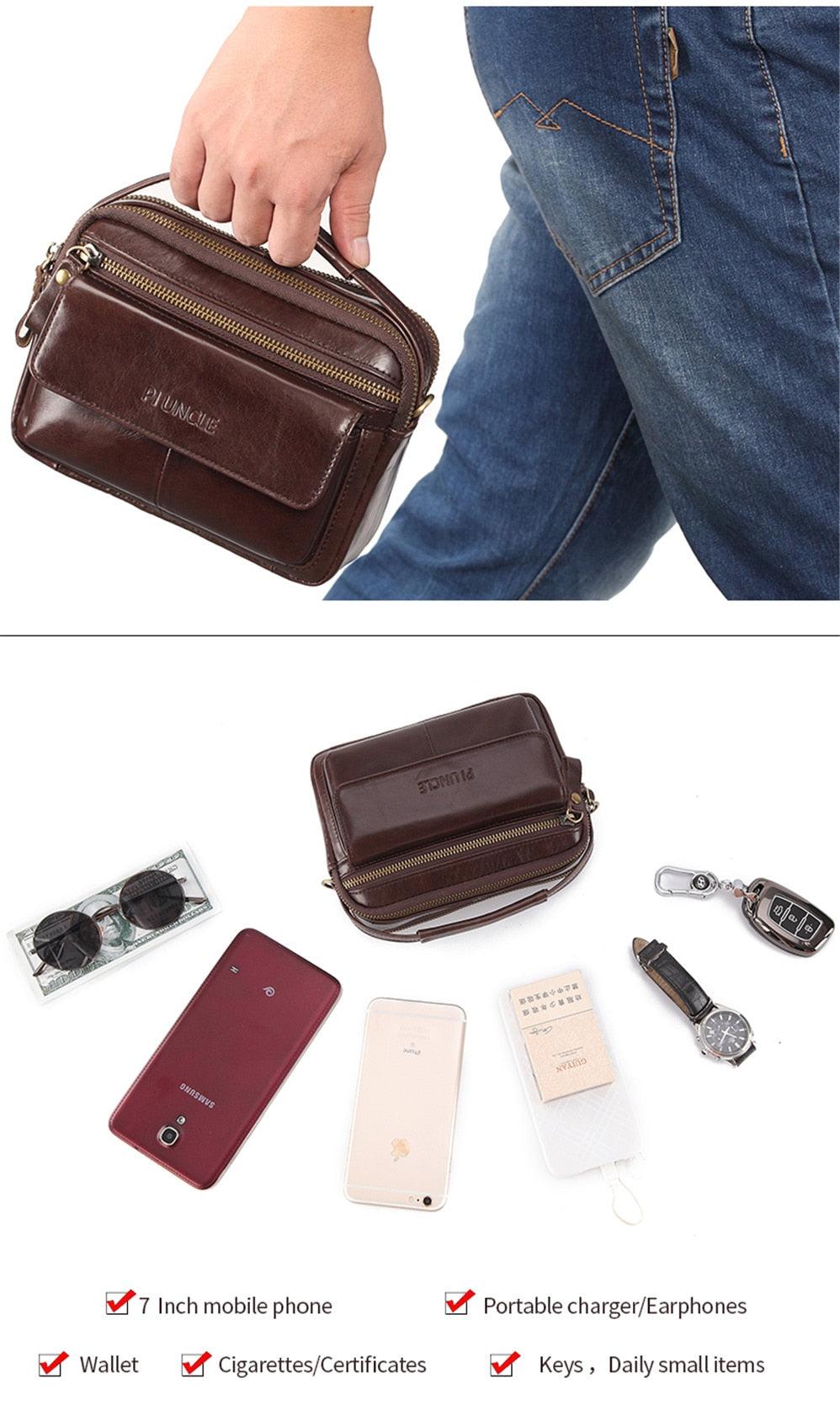 Great Men Shoulder Bag - men genuine Leather Shoulder Bags - Men Handbags Capacity Soft Leather Bag For Man Messenger Bags Tote Bag (3MA1)(LT4)(1U78) - Deals DejaVu