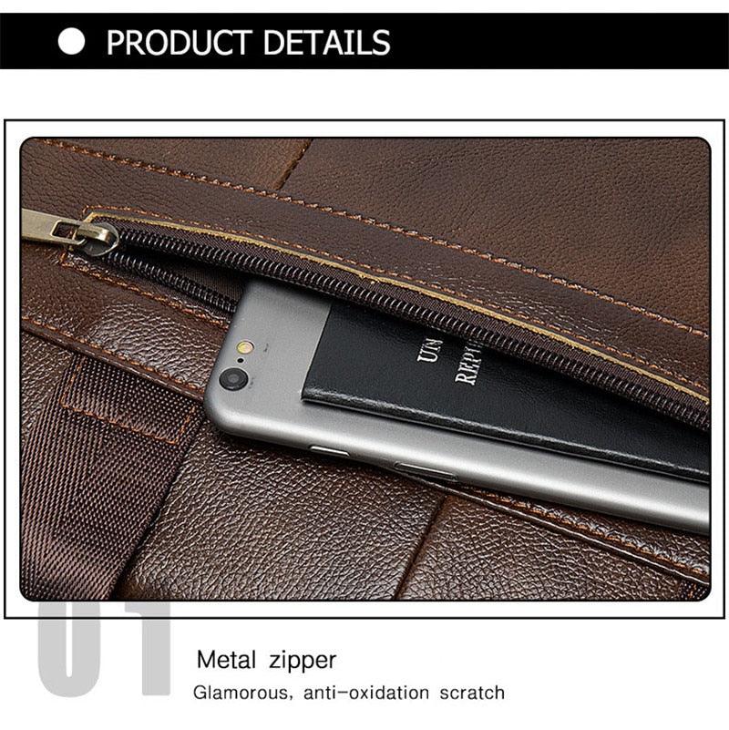 New Vintage Leather Men Bag - Genuine Leather Messenger Bag - Men Shoulder Bags Male Laptop Briefcase Bag Casual Men Handbag (3MA1)(LT4)(1U78) - Deals DejaVu