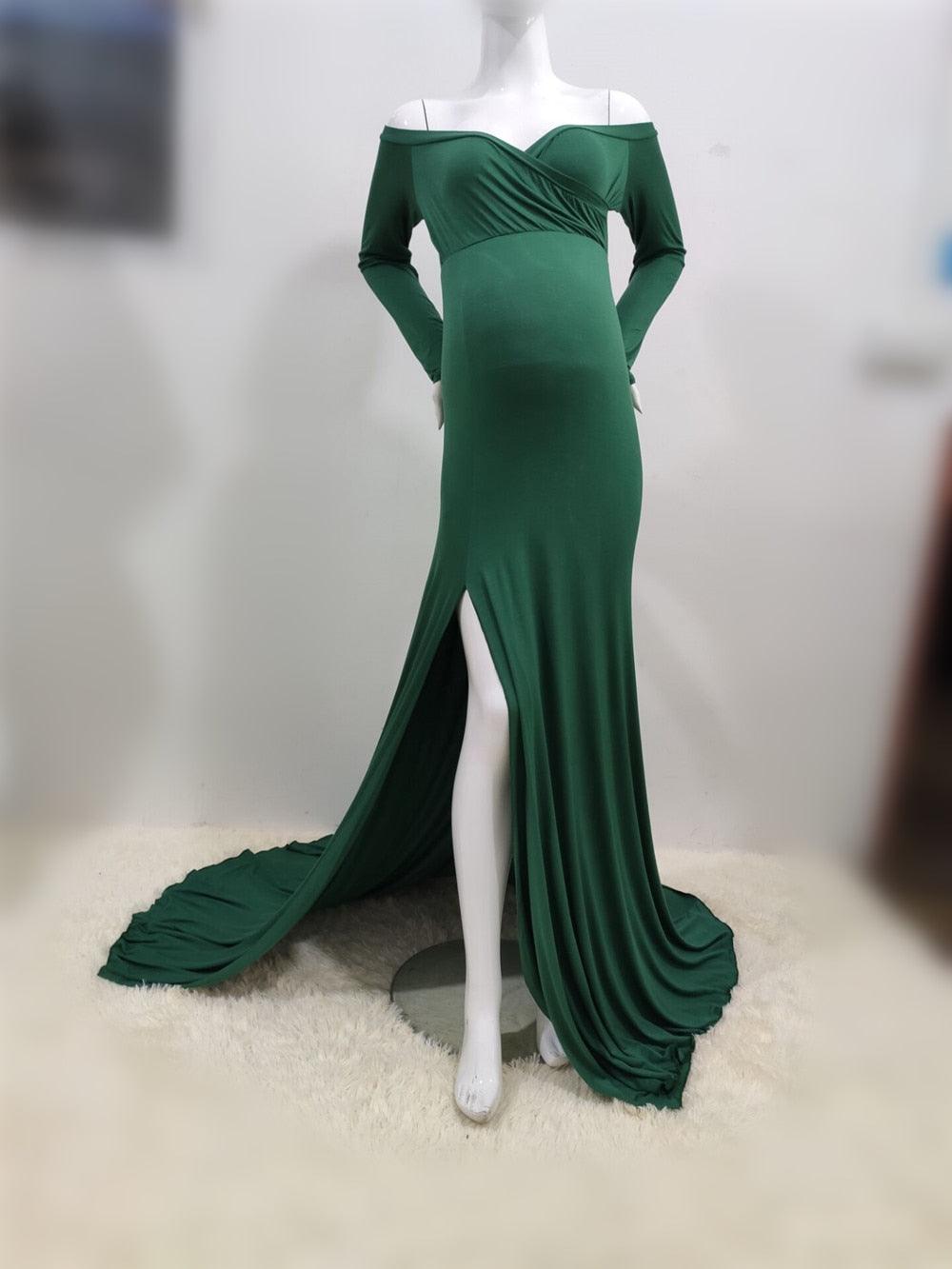 Sexy Maternity Dresses - For Photo Shoot Maxi Gown Split Side Women Pregnant Photography Props (1U5)(Z6)(Z8)(1Z1)(2Z1)(3Z1)(4Z1)(7Z1)