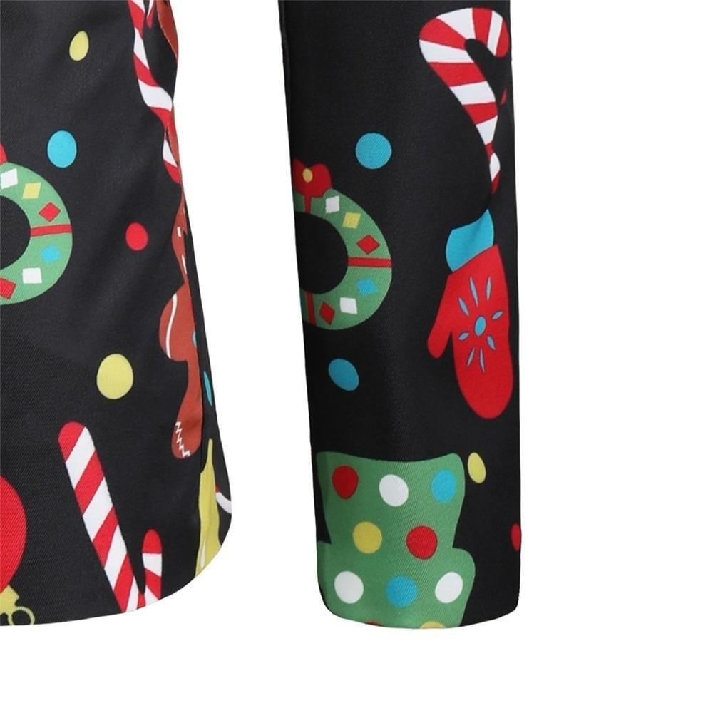Men's Christmas Blazers Jacket - Floral Print Painting 3D - Party Coat Casual Slim Fit Blazer (T2M)(CC5) - Deals DejaVu