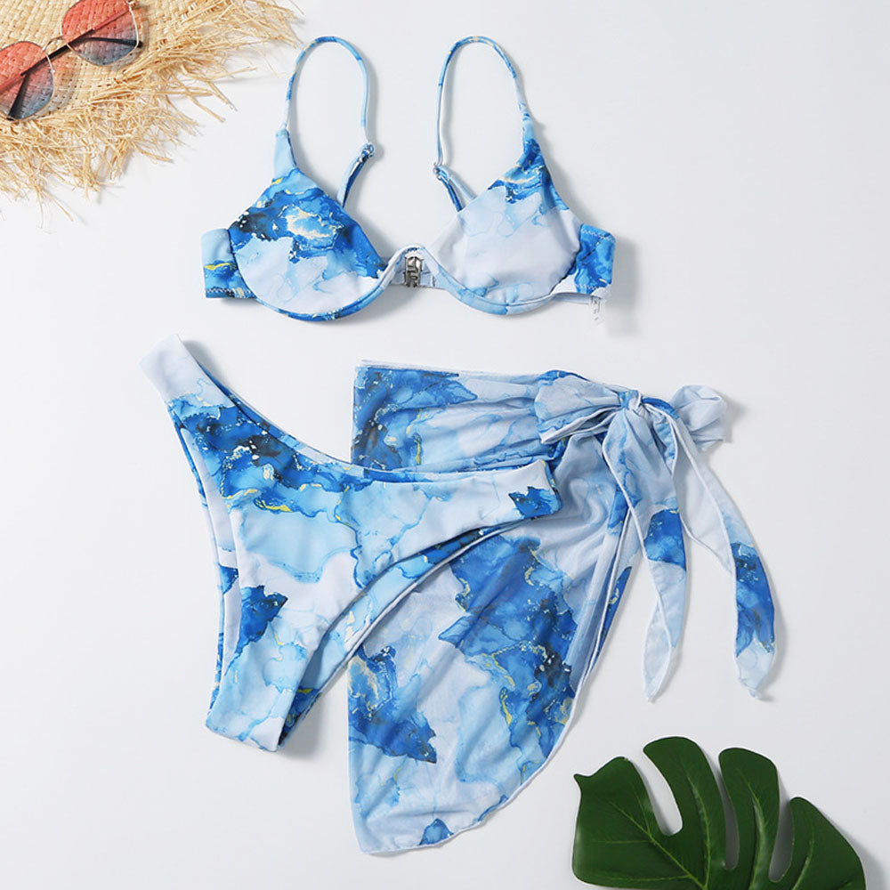 New Print Sport Bandeau Push up Bikinis - Sexy Marble Women Swimsuit High Waist Swimwear Women bathing suit Beach wear (TB8D)(1U26)(F26) - Deals DejaVu