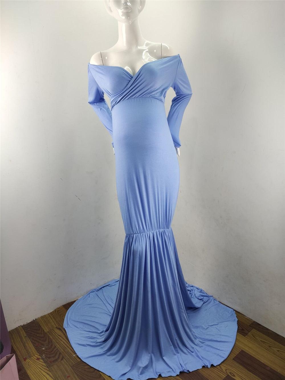 Nice Mermaid Maternity Long Dress Photo Shoot - Pregnant Women Pregnancy Cotton Chiffon Photography Prop Sexy V-Neck Maxi Gown (Z6)(1Z1)(2Z1)(3Z1)(7Z1) - Deals DejaVu