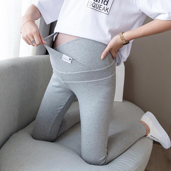 New Autumn Winter Skinny Maternity Legging - Across V Low Waist Belly Legging for Pregnant Women Cotton Pregnancy Pencil Pants (2Z7)(7Z2)(1U4)