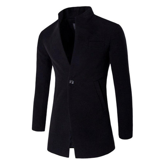 Great  Autumn Black Velvet Long Coat Men Solid Slim Windproof Warm Plus Size - Office Business Overcoat (D100)(TM4)(CC1) - Deals DejaVu