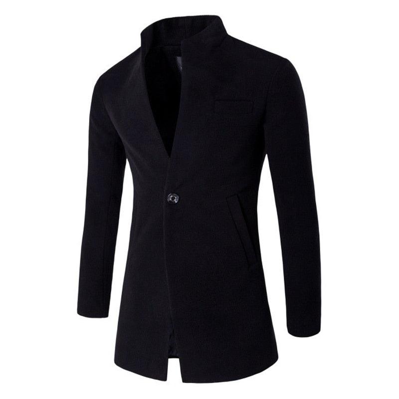 Dealsdejavu Autumn Khaki Velvet Long Coat Men Solid -Slim Windproof Warm Plus Size Office Business Overcoat (D100)(TM4)(CC1) - Deals DejaVu