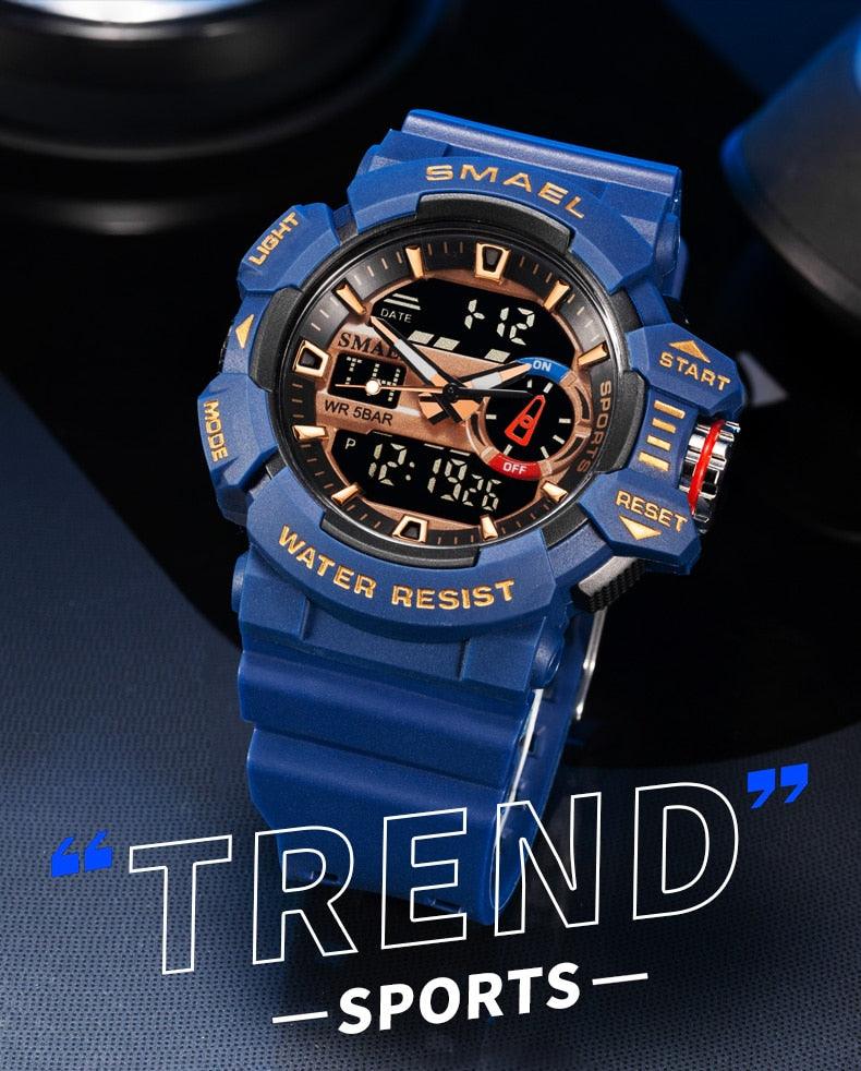 Military Watch For Men 50M Waterproof Clocks Luminous - Hands Digital Wristwatches Black Gold (MA9)(RW)(1U84)