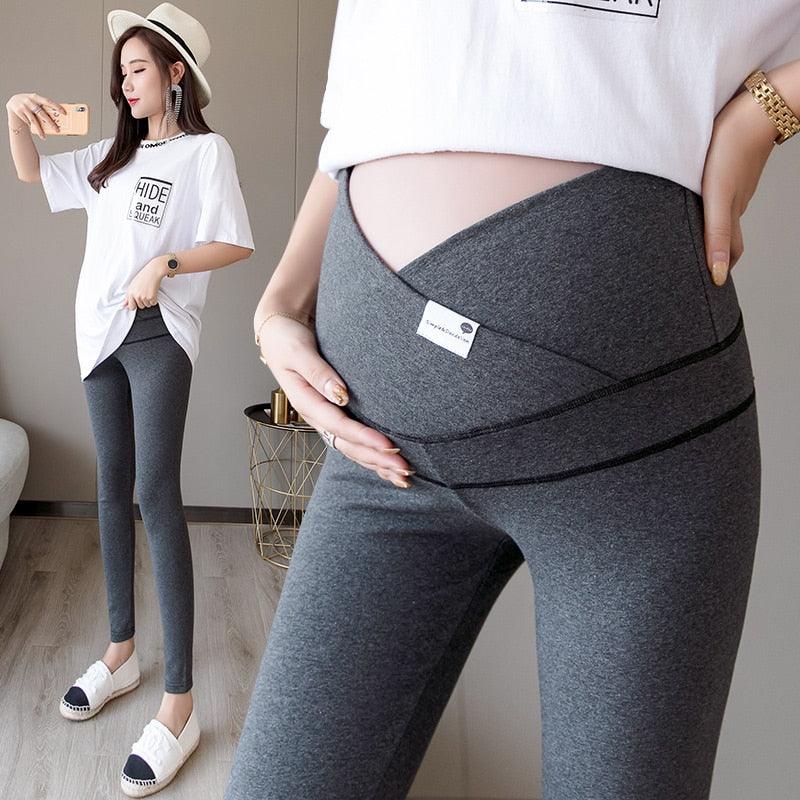 New Autumn Winter Skinny Maternity Legging - Across V Low Waist Belly Legging for Pregnant Women Cotton Pregnancy Pencil Pants (2Z7)(7Z2)(1U4)