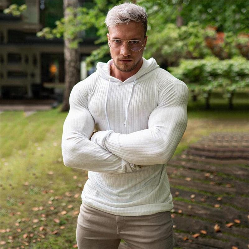New Fashion Men's Hooded T-shirt - Slim Fit Sweaters Knittwear Mens Long Sleeve Pullovers (TM5)(CC1)(1U100)(TM7)(1U101)(1U100)