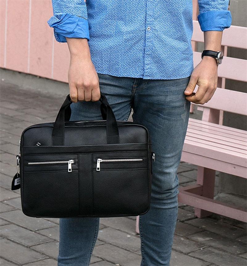 New Vintage Leather Men Bag - Genuine Leather Messenger Bag - Men Shoulder Bags Male Laptop Briefcase Bag Casual Men Handbag (3MA1)(LT4)(1U78) - Deals DejaVu