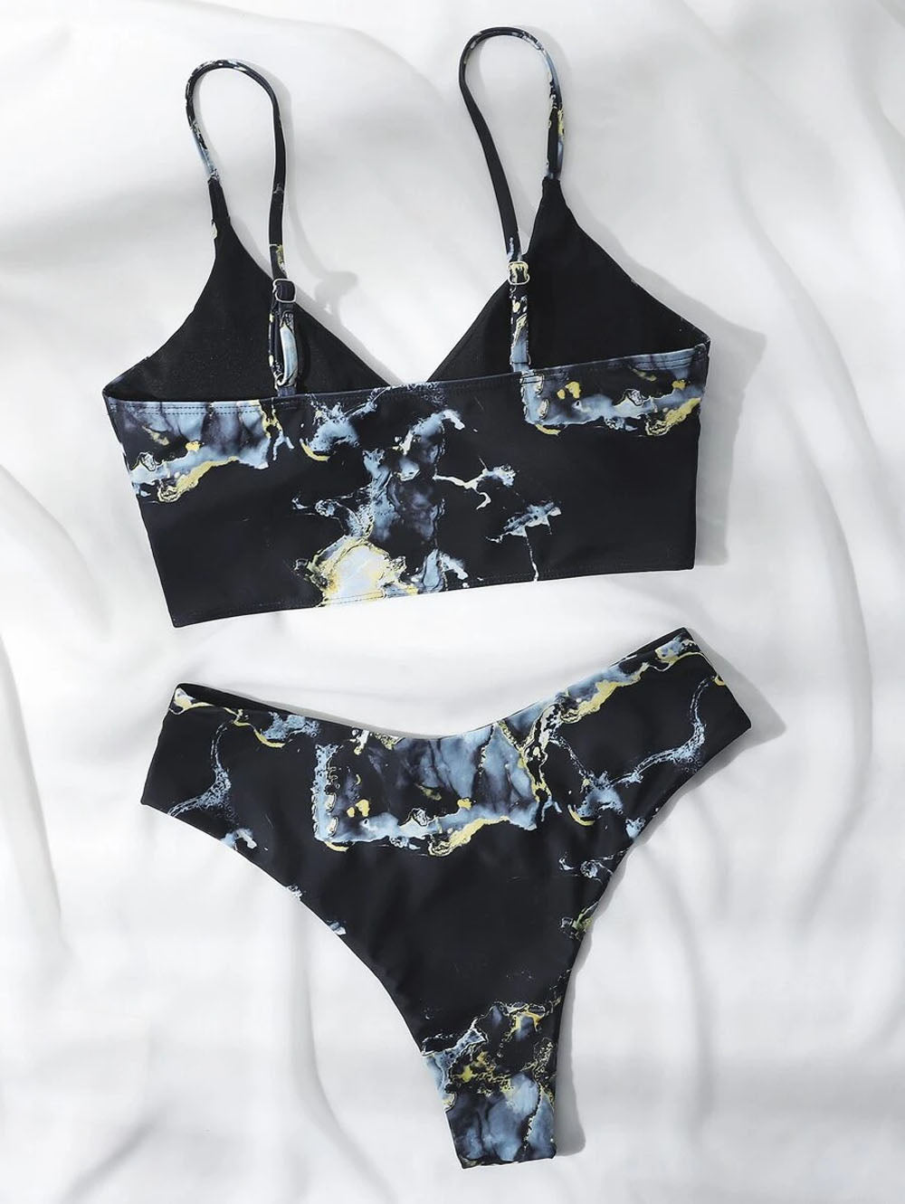 New Print Sport Bandeau Push up Bikinis - Sexy Marble Women Swimsuit High Waist Swimwear Women bathing suit Beach wear (TB8D)(1U26)(F26) - Deals DejaVu
