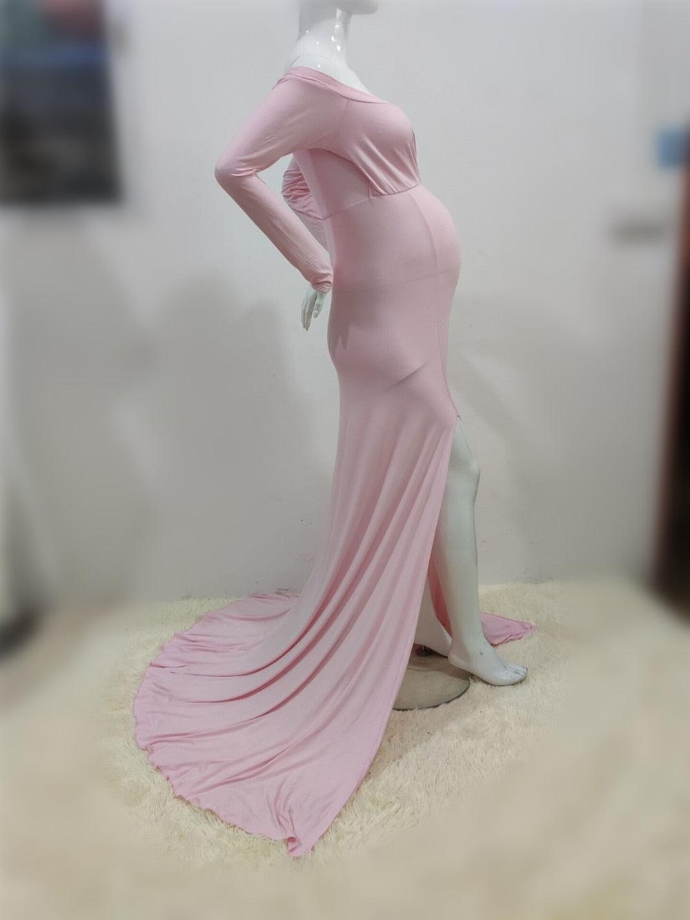Sexy Maternity Dresses - For Photo Shoot Maxi Gown Split Side Women Pregnant Photography Props (1U5)(Z6)(Z8)(1Z1)(2Z1)(3Z1)(4Z1)(7Z1)