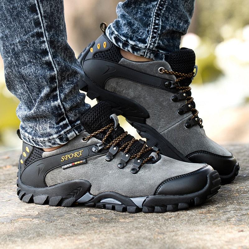 Great Casual Men Shoes Outdoor Leather Lace-up Mans Sneaker - Autumn Black Male Slip Anti-skid Walking Footwear Plus Size 38-46 (MSC3)(MCM)(1U16)(1U12)(MSC2A) - Deals DejaVu